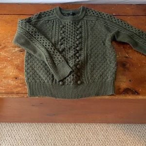 Moss green J Crew crewneck bobble knit sweater. Medium